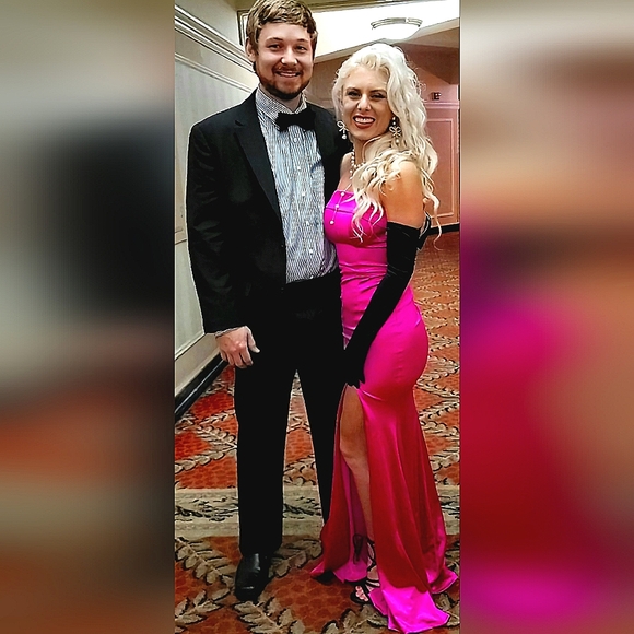 Midnight Doll Hot Pink Barbie Sleeveless Long Side Slit Formal